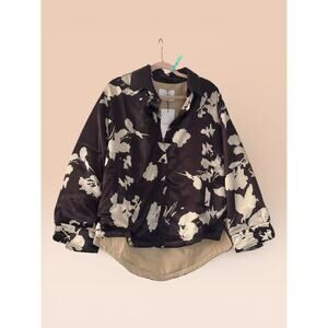 Touché padded lined button up jacket M - muted black and tan